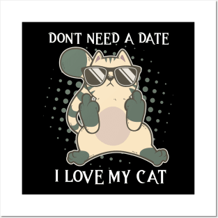 I Dont Need A Date I Got My Cat Valentines Day Single Posters and Art